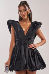 ONCE UPON A DREAM WOVEN MINI DRESS IN BLACK
