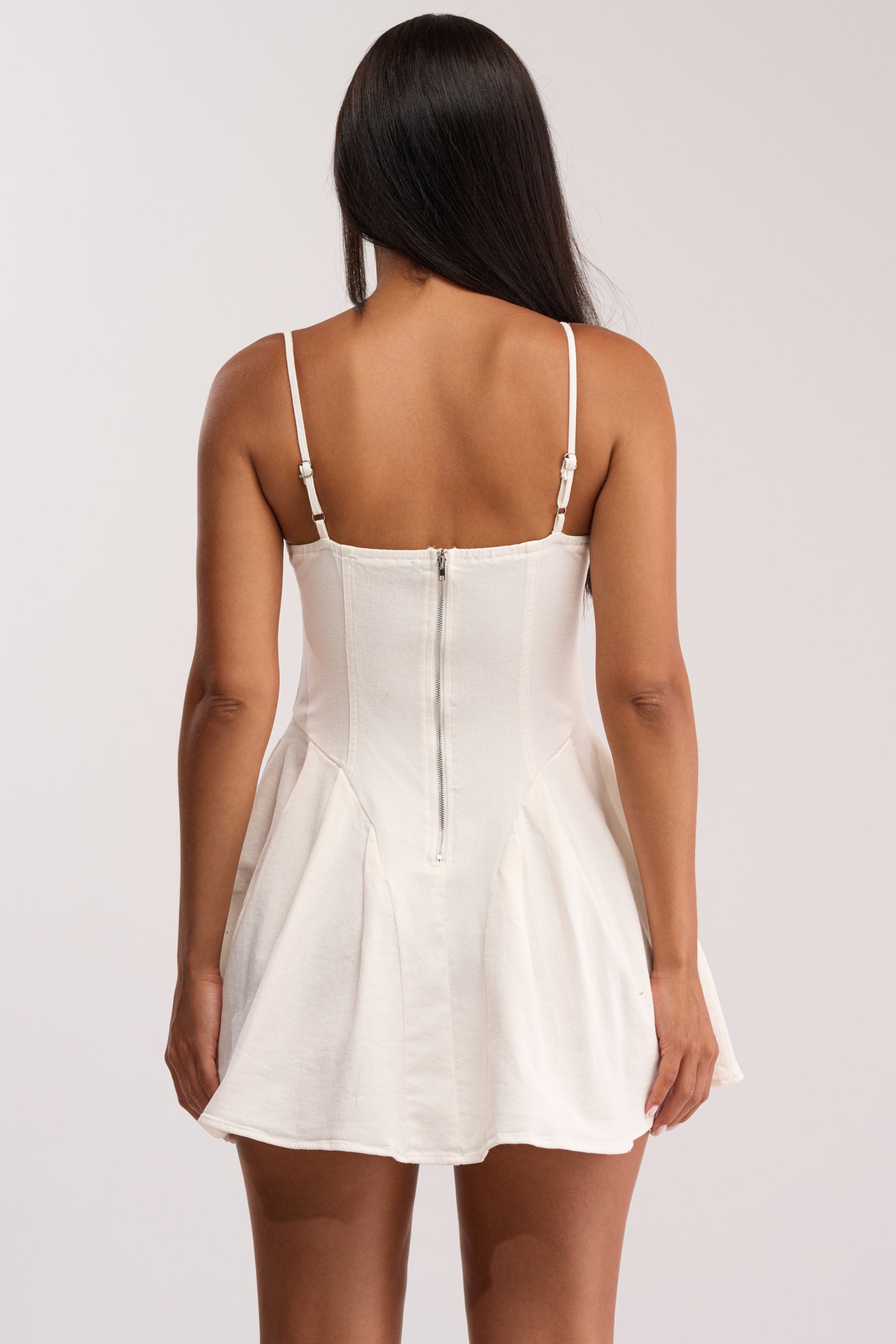 KNOW I LOOK GOOD LACE UP MINI DRESS IN WHITE