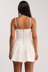KNOW I LOOK GOOD LACE UP MINI DRESS IN WHITE