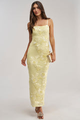 TRY TO KEEP UP FLORAL MIDI DRESS IN YELLOW
