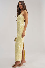 TRY TO KEEP UP FLORAL MIDI DRESS IN YELLOW