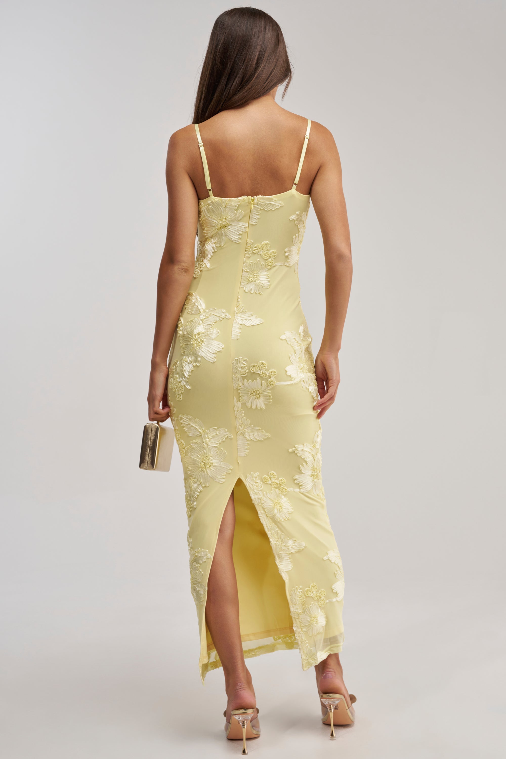 TRY TO KEEP UP FLORAL MIDI DRESS IN YELLOW