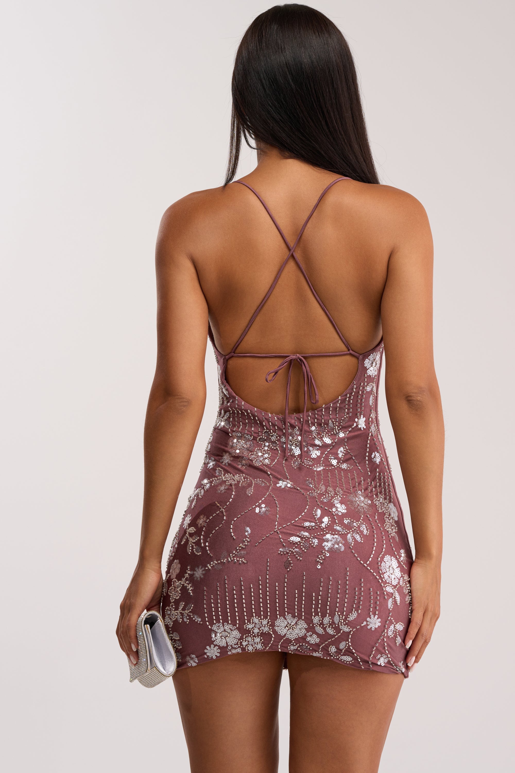 KEEP WATCHING SEQUIN MINI DRESS IN MAUVE