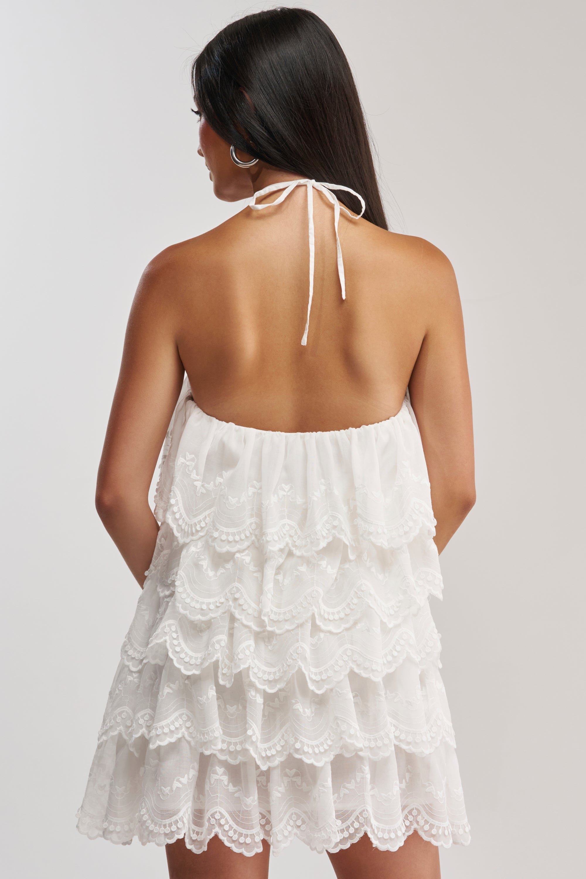 TOO CUTE TO ARGUE LACE MINI DRESS IN WHITE