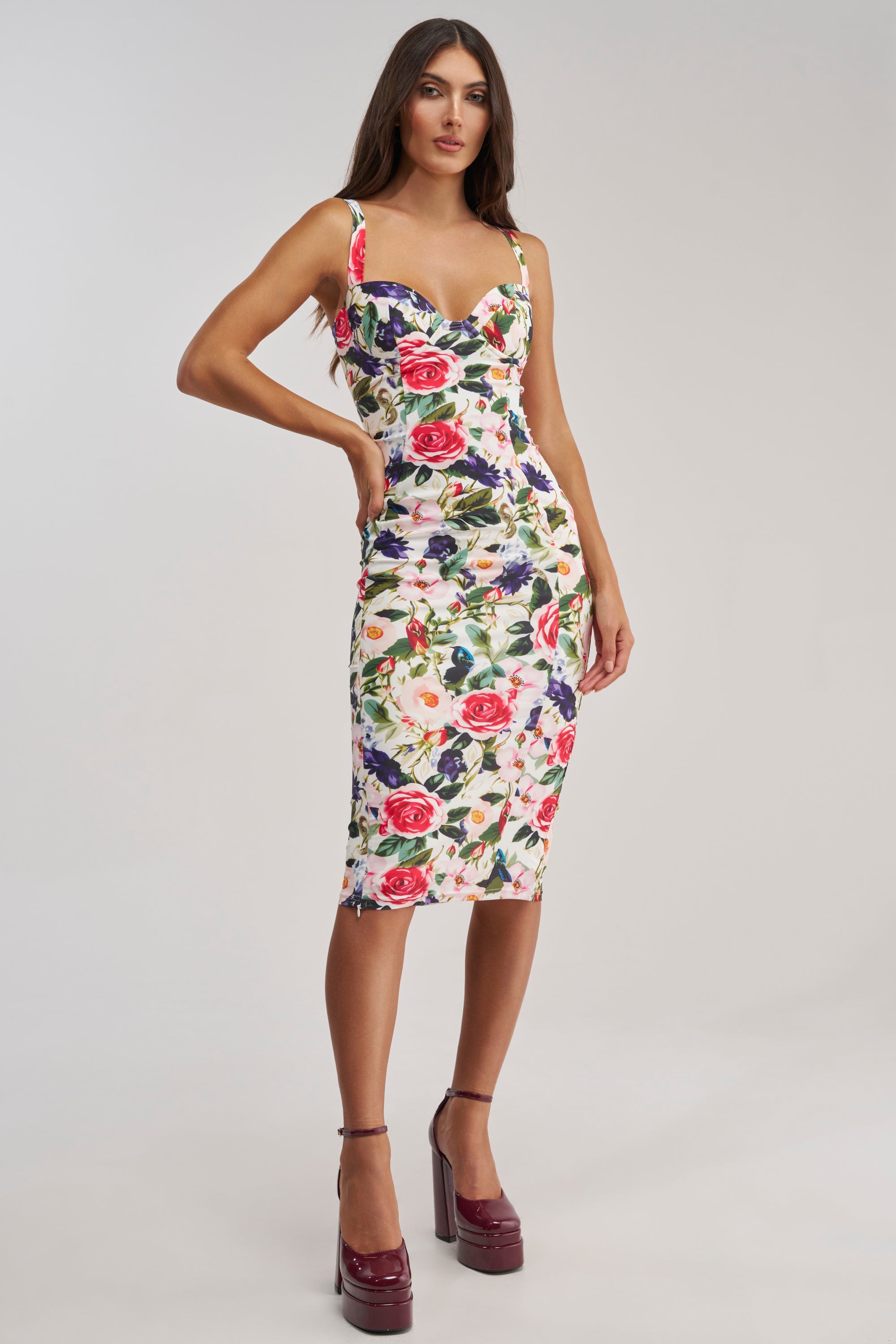TALK IS CHEAP FLORAL MIDI DRESS
