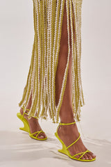 AZALEA WANG VINTARA YELLOW NOVELTY WEDGE STRAP SANDAL