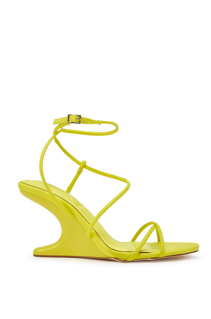 AZALEA WANG VINTARA YELLOW NOVELTY WEDGE STRAP SANDAL