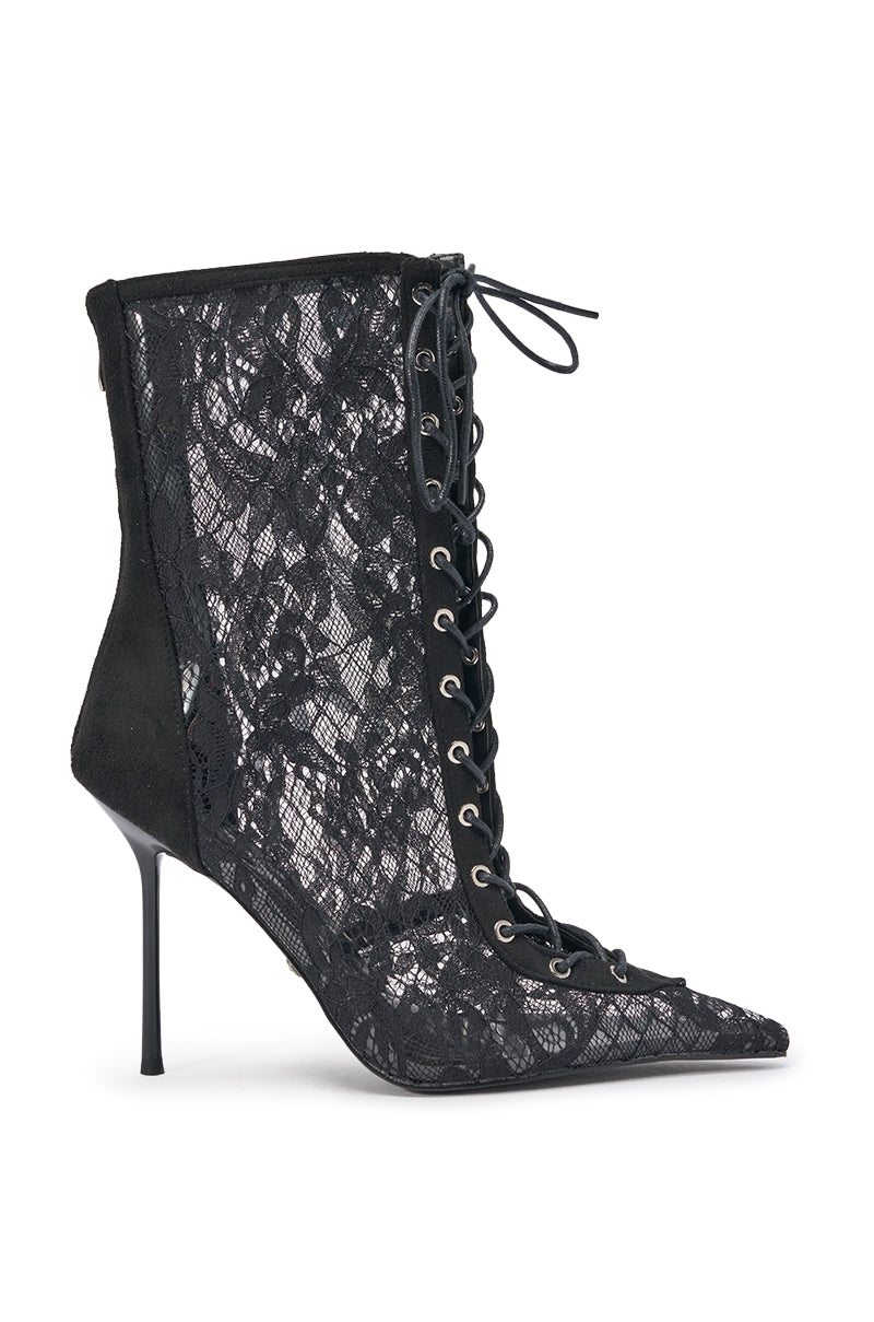 AZALEA WANG VIRTUOSO BLACK LACE STILETTO BOOTIE