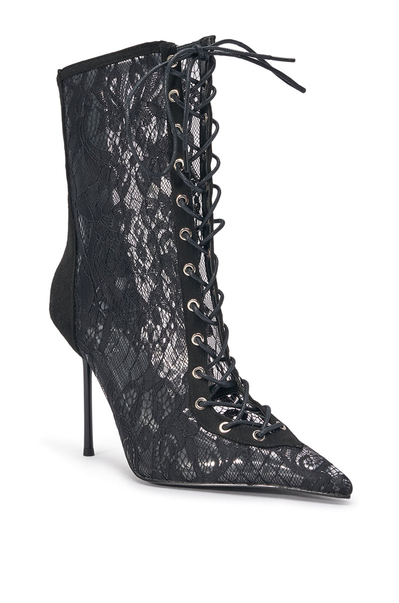 AZALEA WANG VIRTUOSO BLACK LACE STILETTO BOOTIE