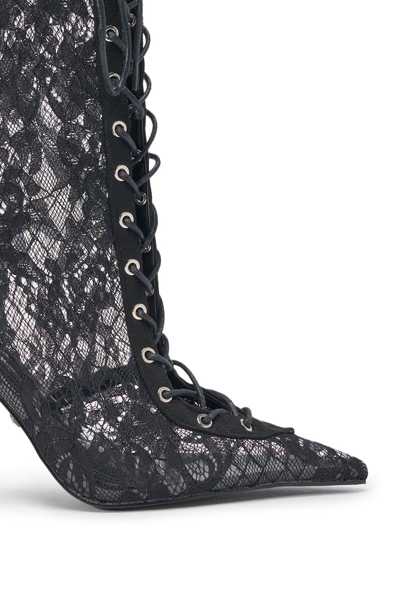 AZALEA WANG VIRTUOSO BLACK LACE STILETTO BOOTIE