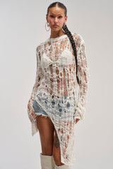 ASYMMETRICAL KNIT TOP IN IVORY
