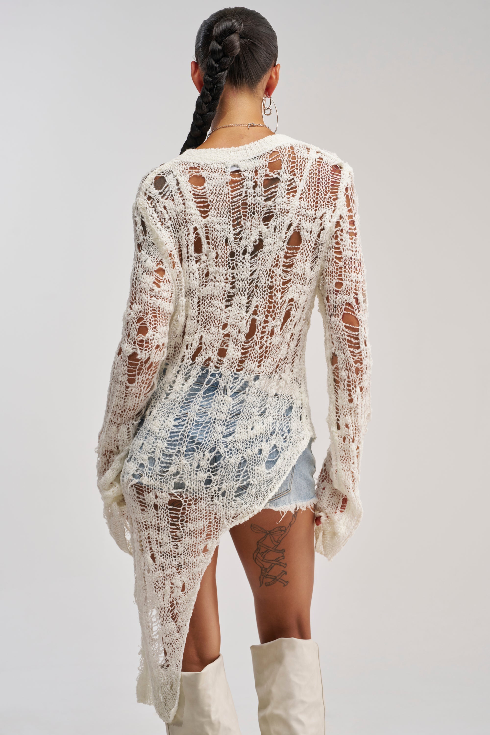 ASYMMETRICAL KNIT TOP IN IVORY