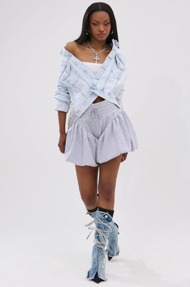 HEATHERED BUBBLE SHORT