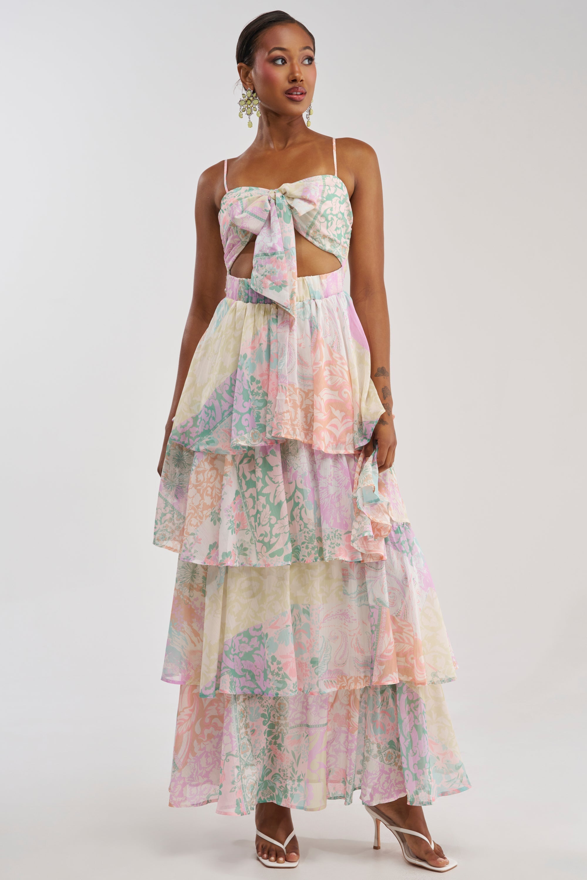 DAY DREAMER MULTICOLORED CHIFFON MAXI DRESS