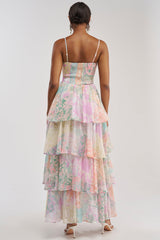 DAY DREAMER MULTICOLORED CHIFFON MAXI DRESS