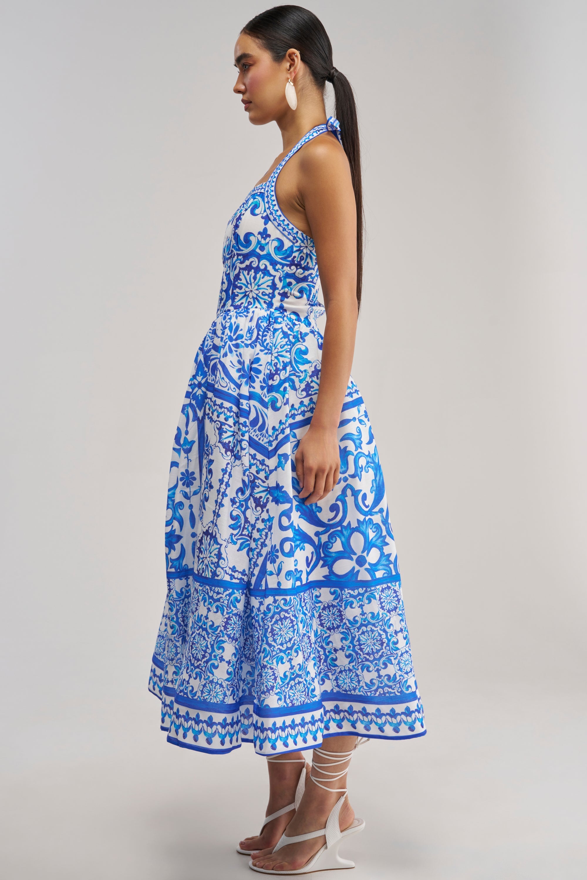 COCO CRUSH PRINTED HALTER MIDI DRESS