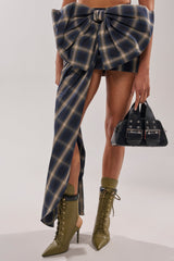 AZALEA WANG XIOMARA OLIVE LACE UP STILETTO BOOTIE