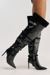 AZALEA WANG XO SHERPA LINED PU STILETTO BOOT