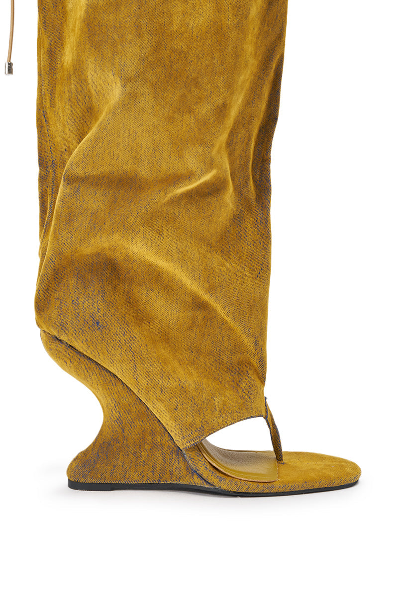 AZALEA WANG XYYLAH MUSTARD WEDGE GLADIATOR SANDAL