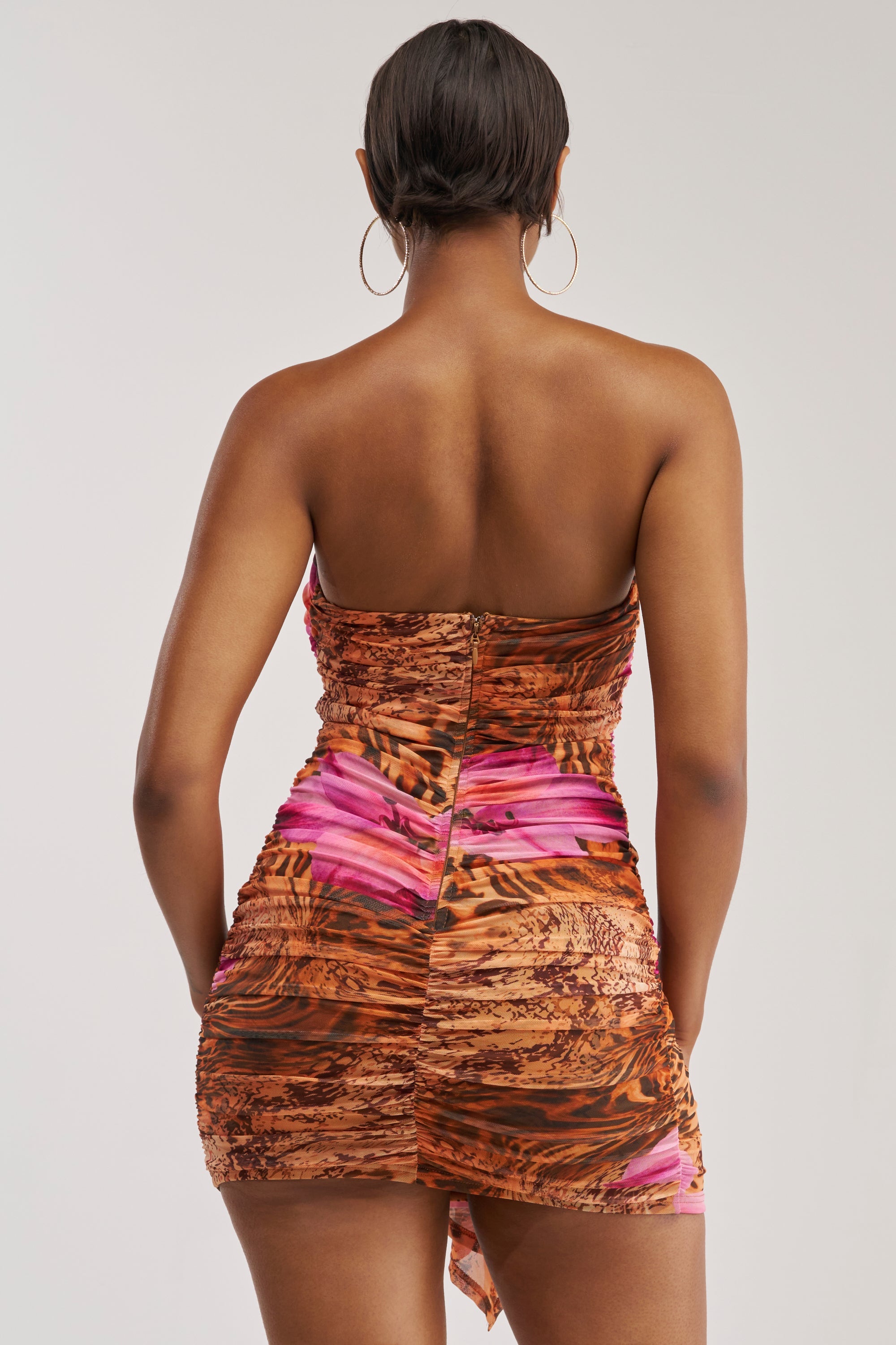 BADDIE CLUB PLUNGING MINI DRESS IN PURPLE MULTI