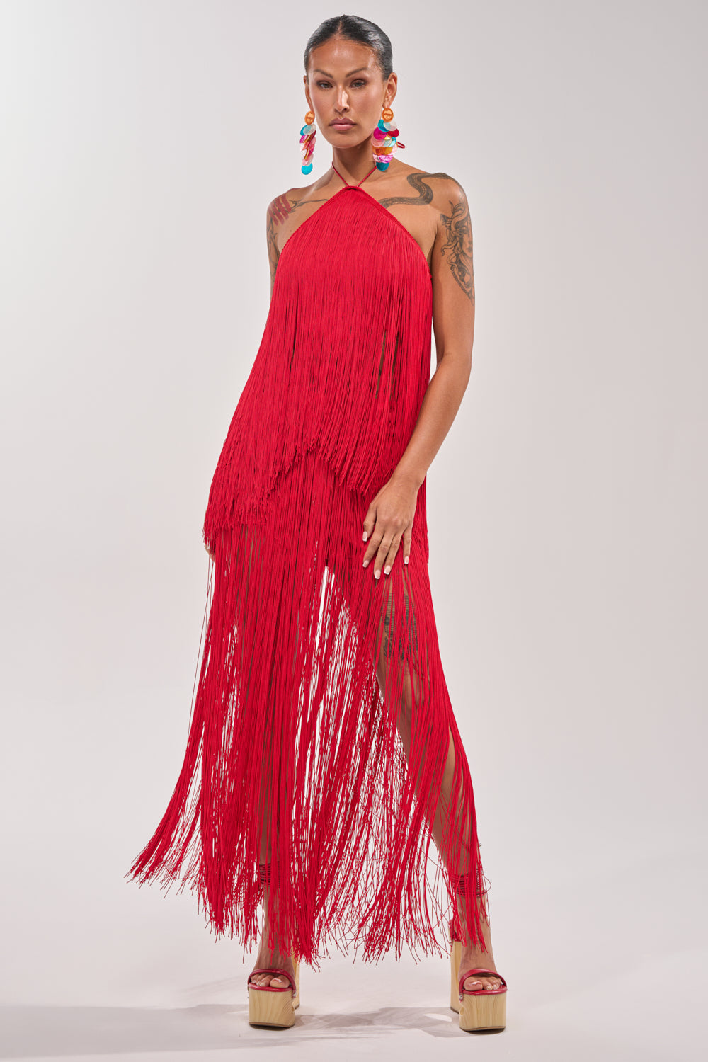 ON THE EDGE FRINGE SKIRT