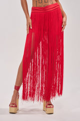 ON THE EDGE FRINGE SKIRT