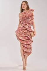 LUST FOR LIFE ASYMMETRICAL BROCADE MINI DRESS