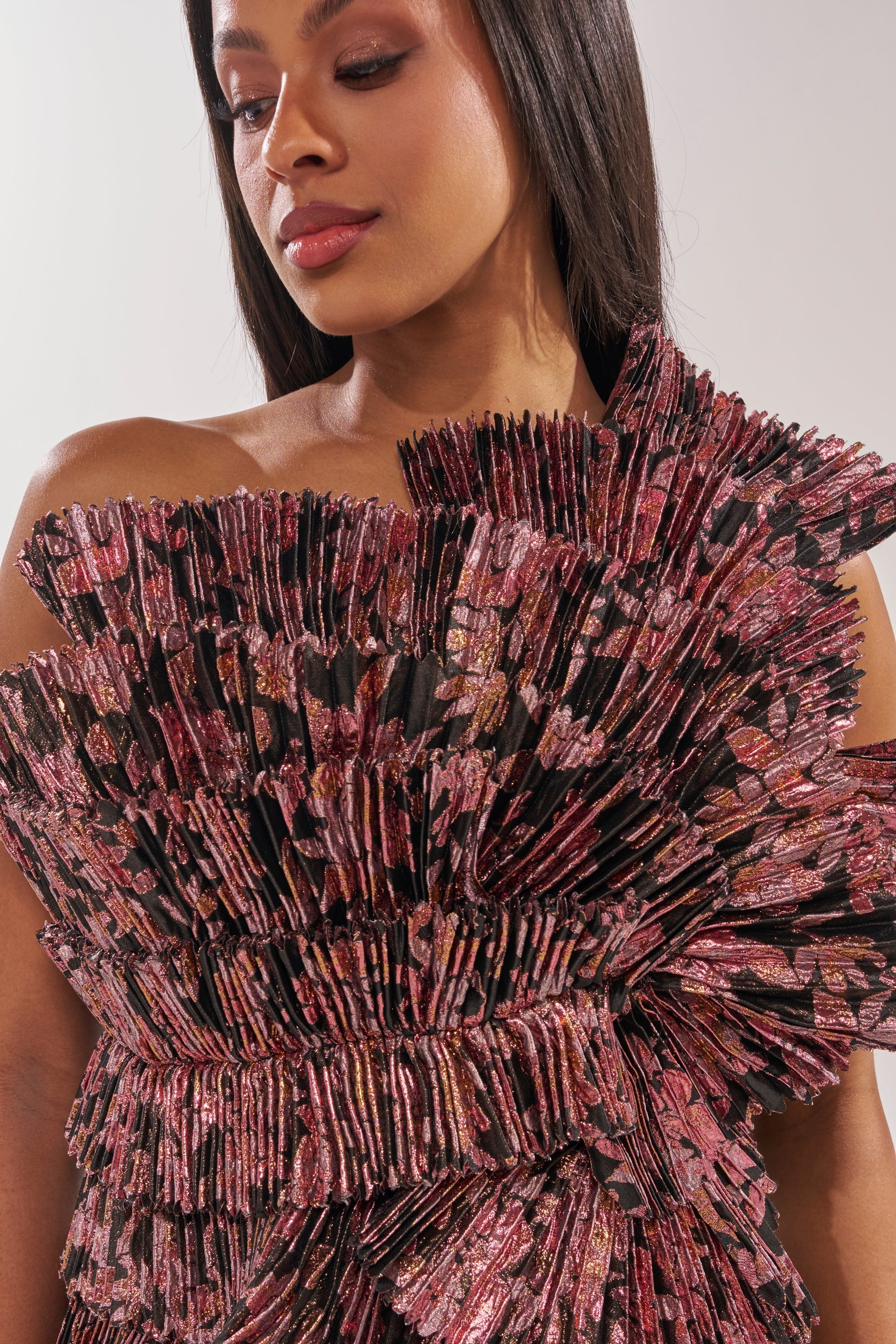 RESTLESS NIGHTS ASYMMETRICAL BROCADE TOP