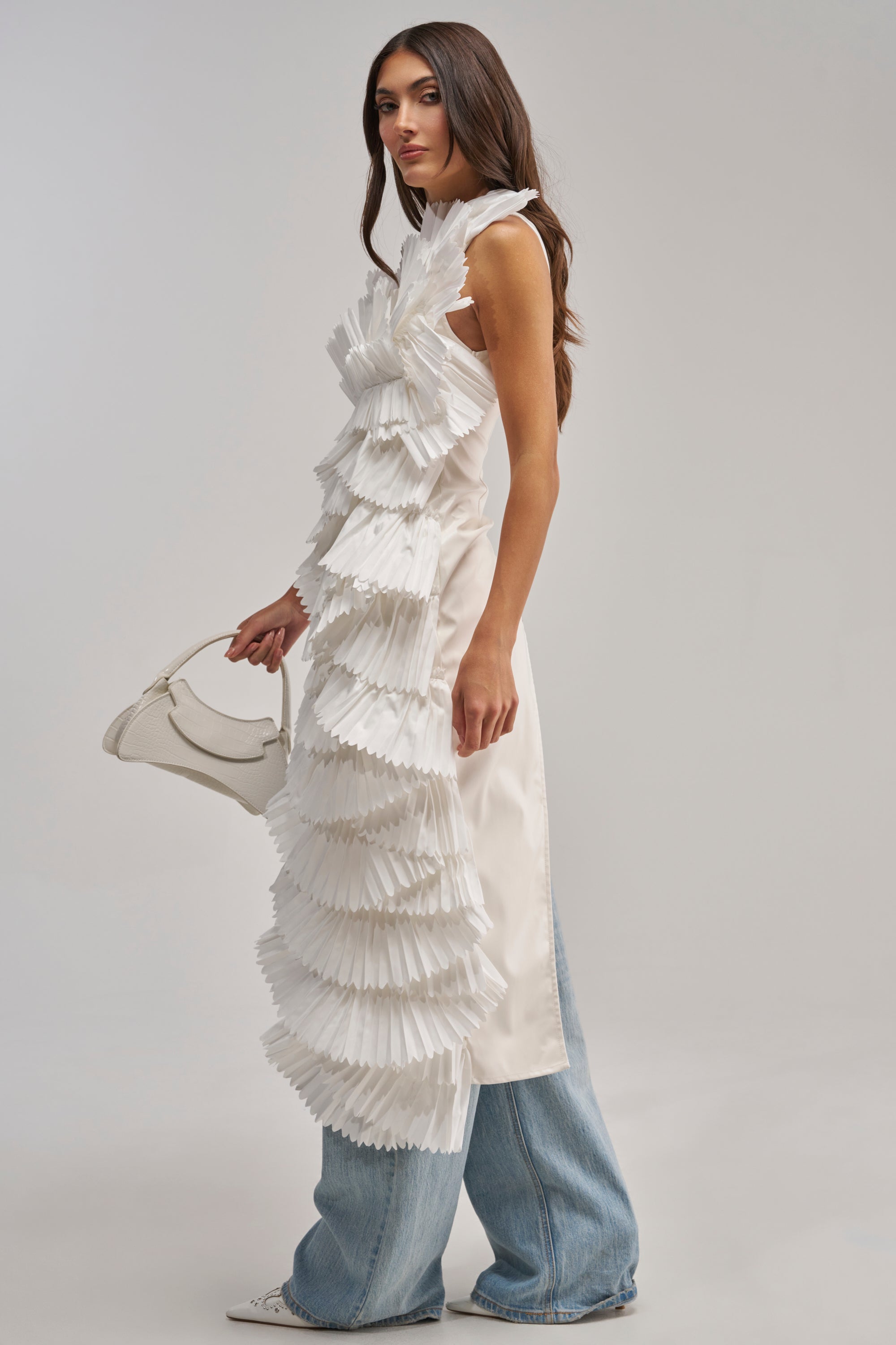 LUXURIOUS ASYMMETRICAL TOP IN WHITE