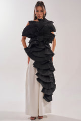 LUXURIOUS ASYMMETRICAL TOP IN BLACK