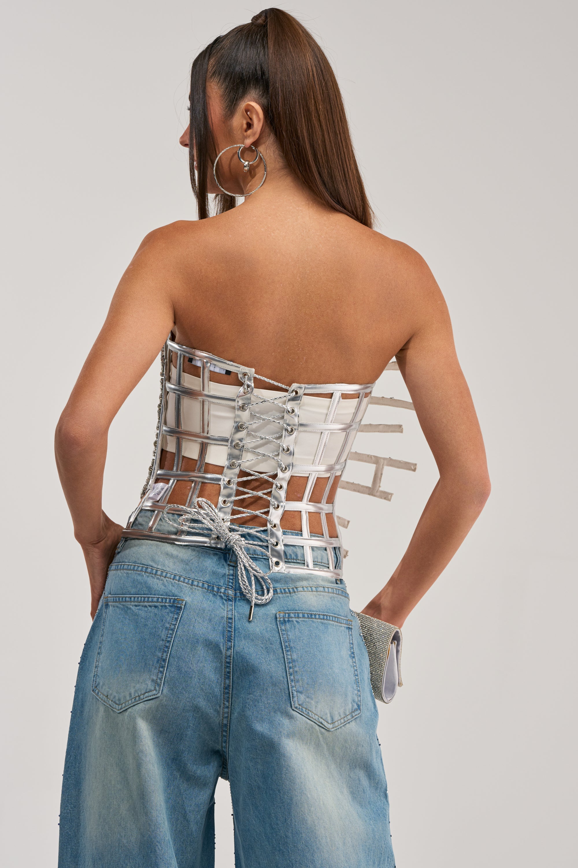MADE YA LOOK RHINESTONE CAGE CORSET