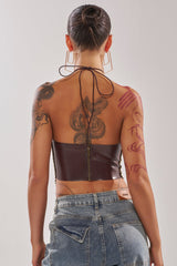 GET FUNKY BEADED TOP IN BROWN