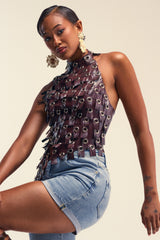 BRING ME LUCK FAUX LEATHER HALTER NECK