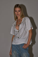 DIAMONDS DANCING RHINESTONE DETAIL TEE