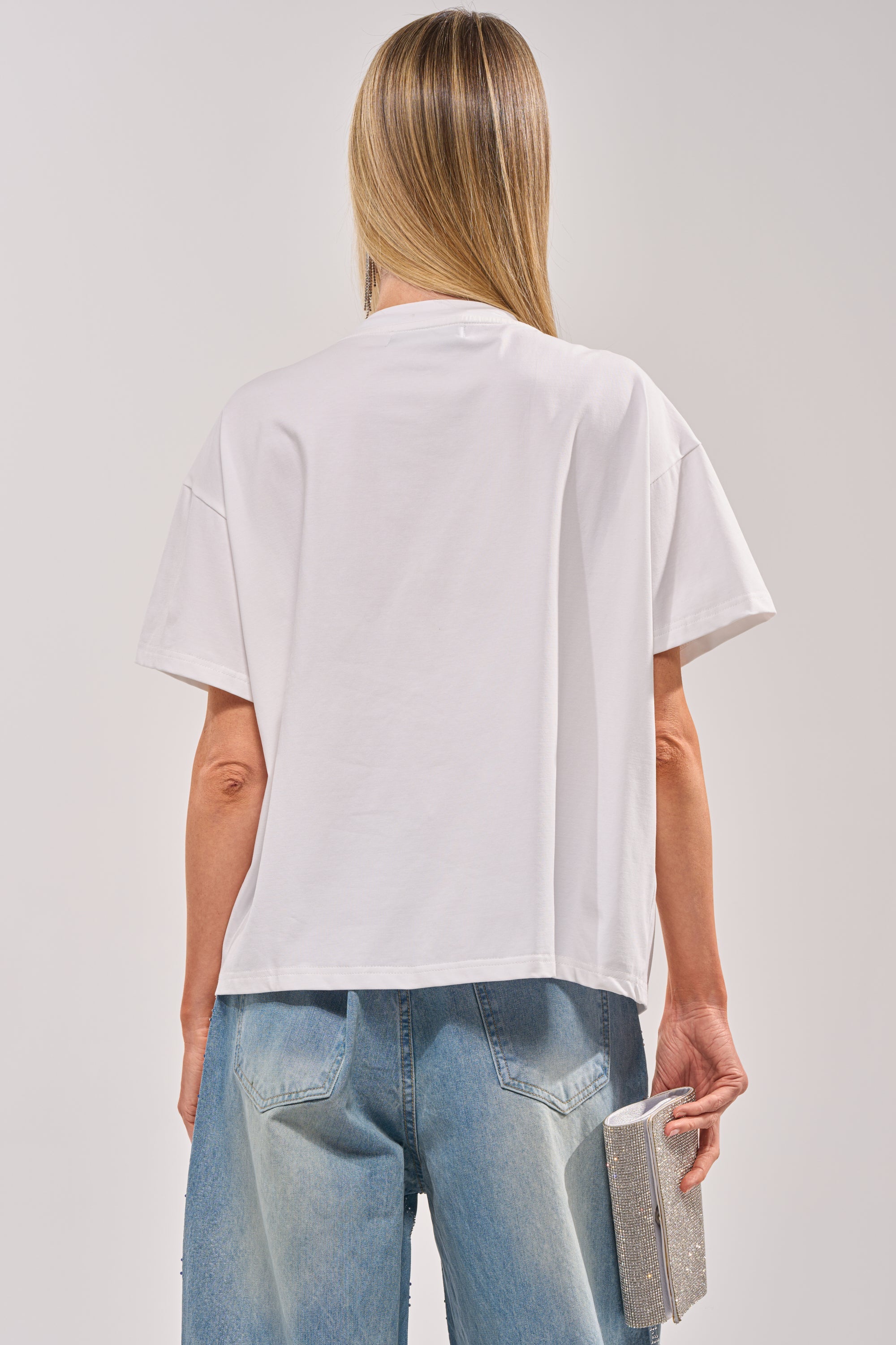 DIAMONDS DANCING RHINESTONE DETAIL TEE