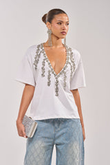 TOO DEEP RHINESTONE TEE