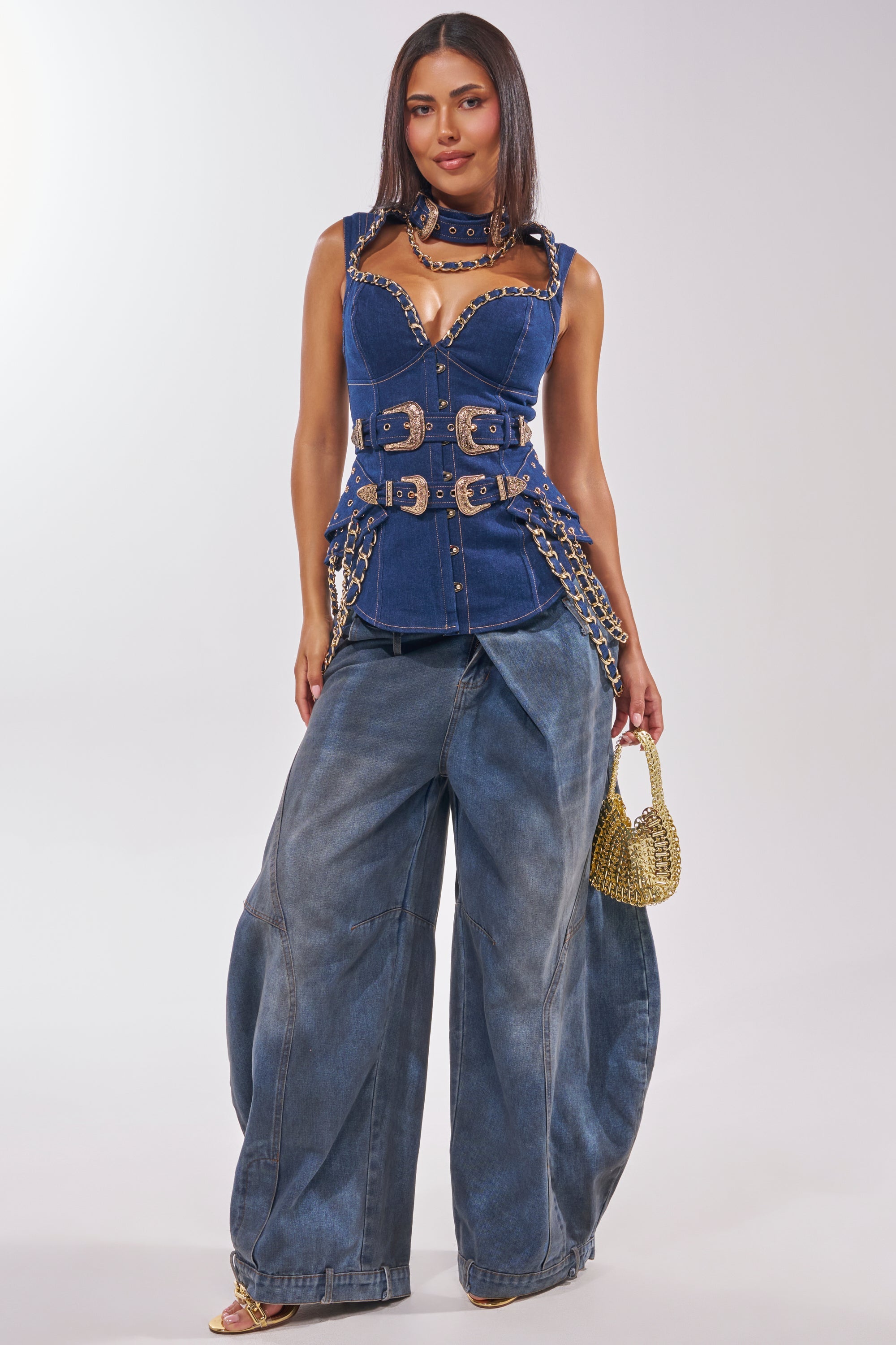 WHAT IN TARNATION DENIM CORSET