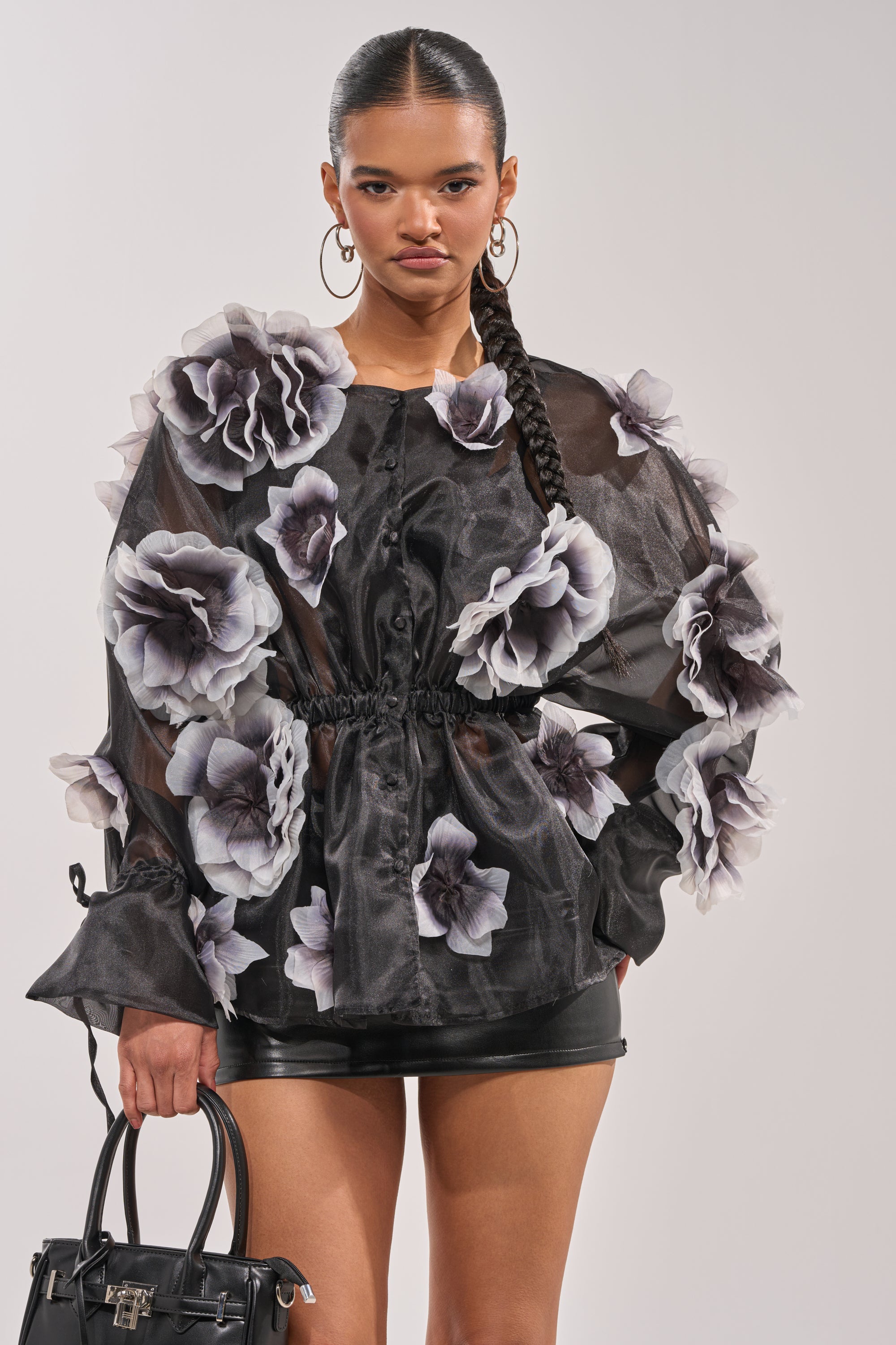 DARK BLOOM CHIFFON BLOUSE