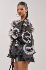 DARK BLOOM CHIFFON BLOUSE