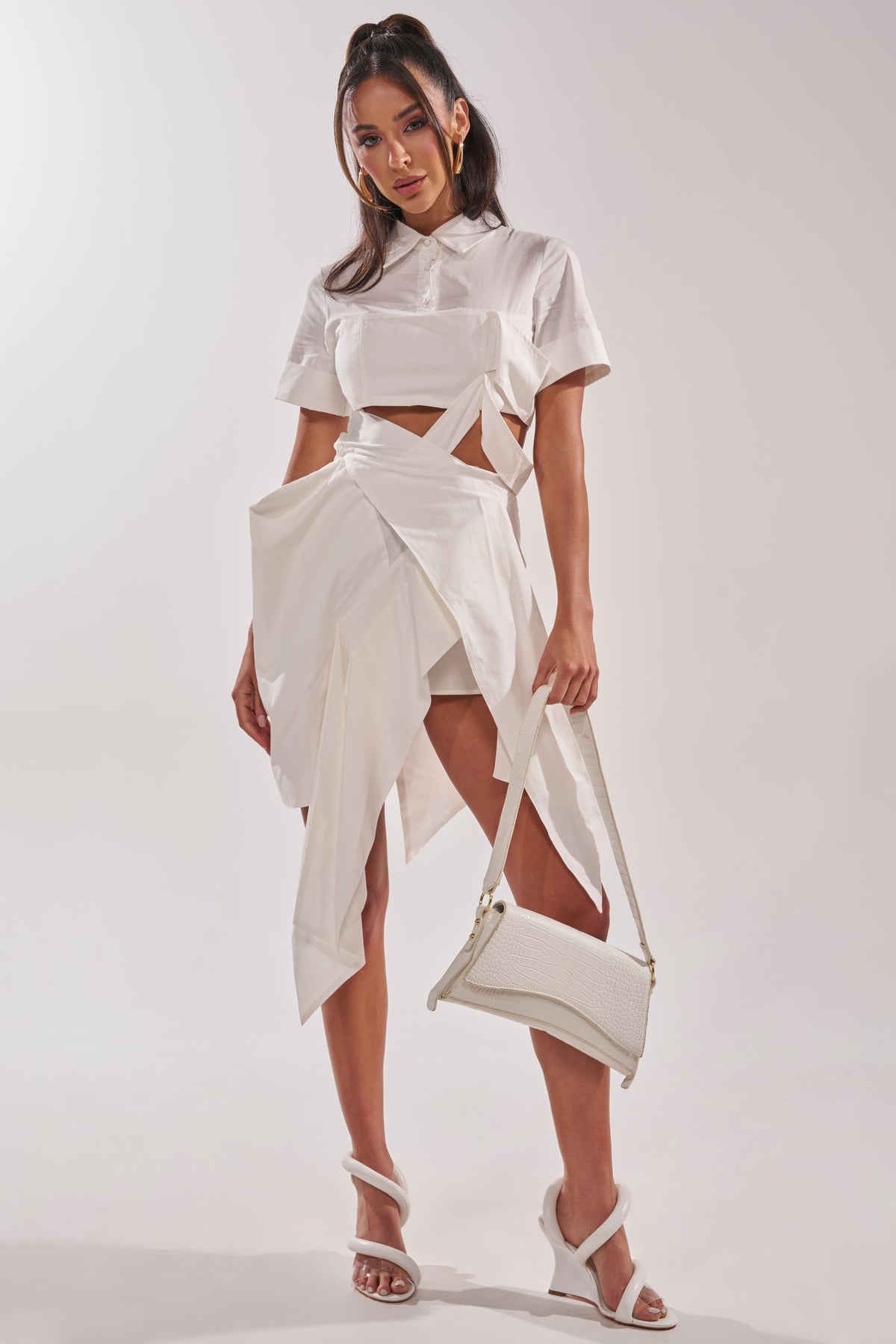 RIRI CUT OUT POPLIN MIDI DRESS