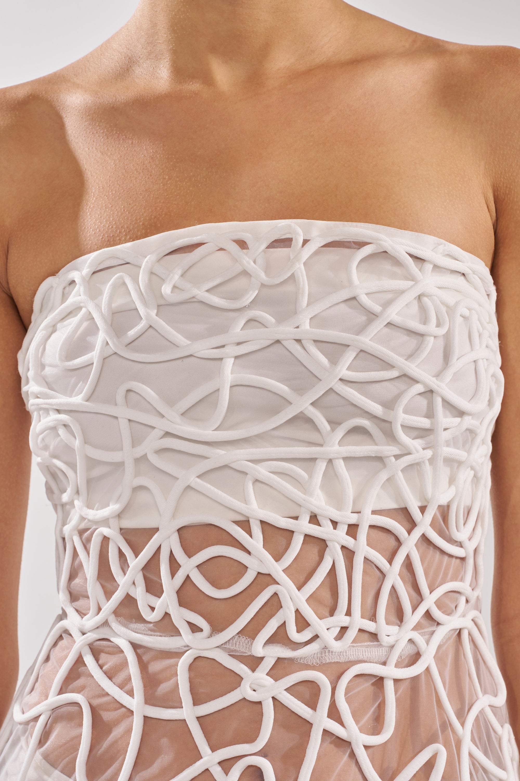 MAYA ABSTRACT MIDI DRESS IN WHITE