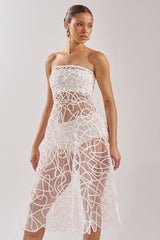 MAYA ABSTRACT MIDI DRESS IN WHITE
