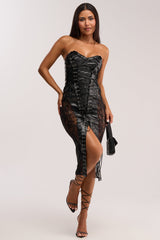 PUNK ROCK LEATHER MIDI DRESS
