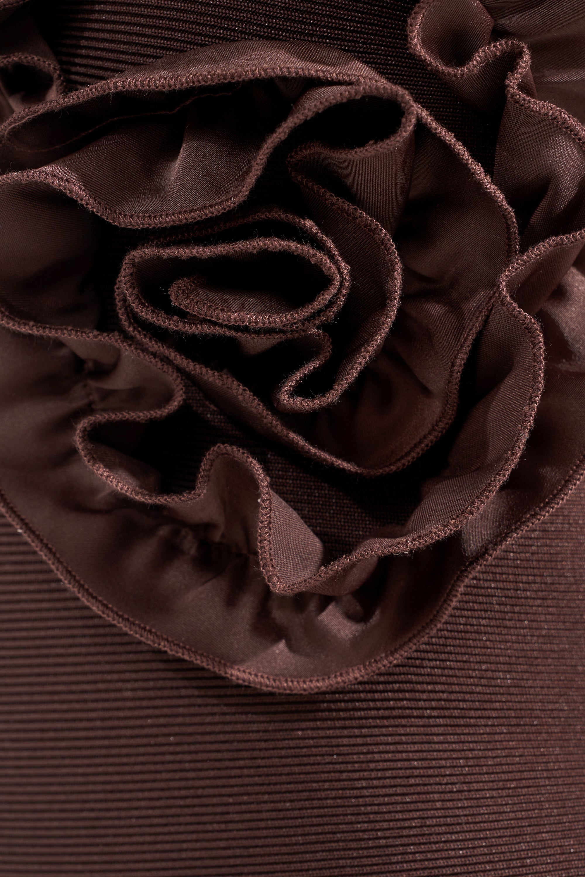 STANDING OVATION FLOCKED MAXI DRESS IN CHOCOLATE