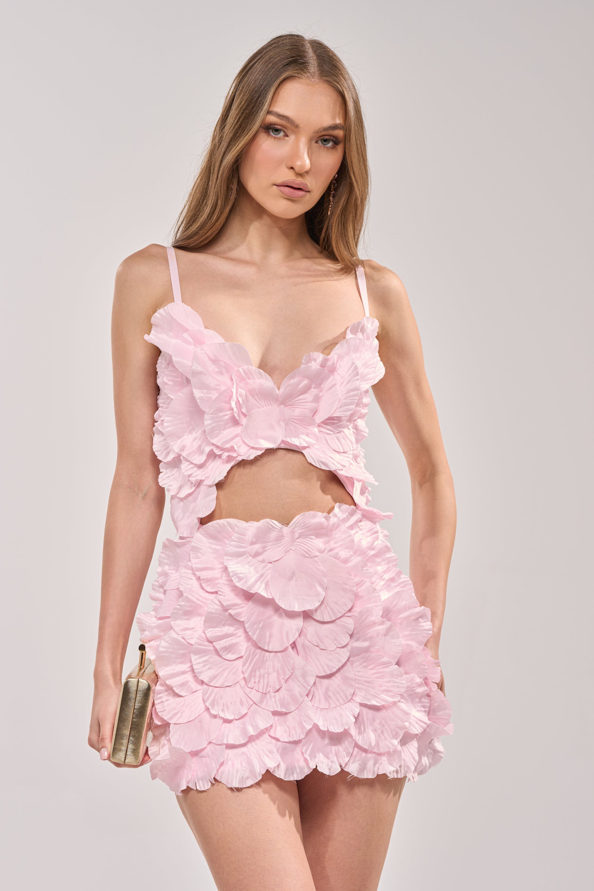 CAUGHT YOUR ATTENTION FLORAL APPLIQUE MINI DRESS