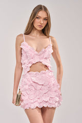 CAUGHT YOUR ATTENTION FLORAL APPLIQUE MINI DRESS