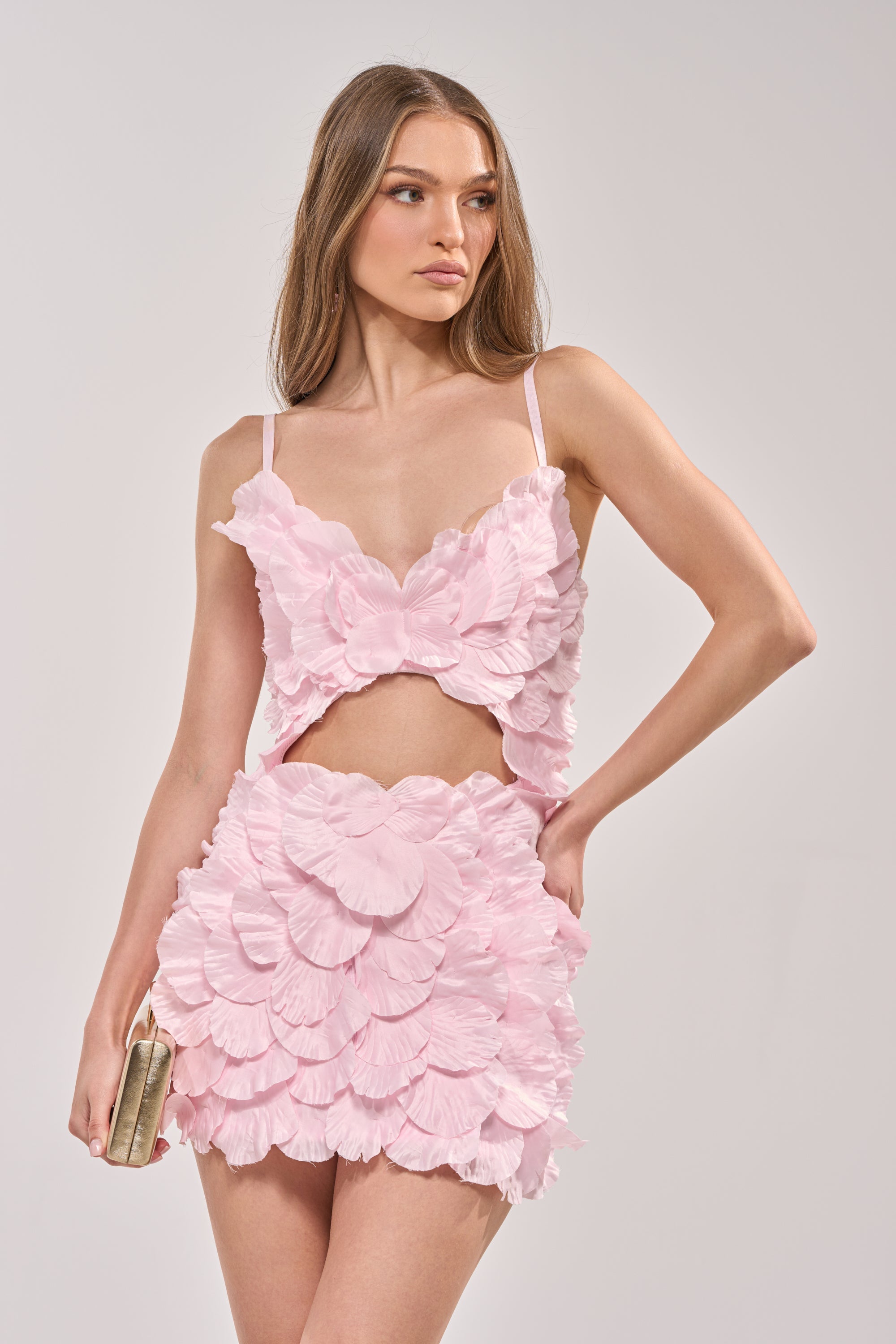 CAUGHT YOUR ATTENTION FLORAL APPLIQUE MINI DRESS