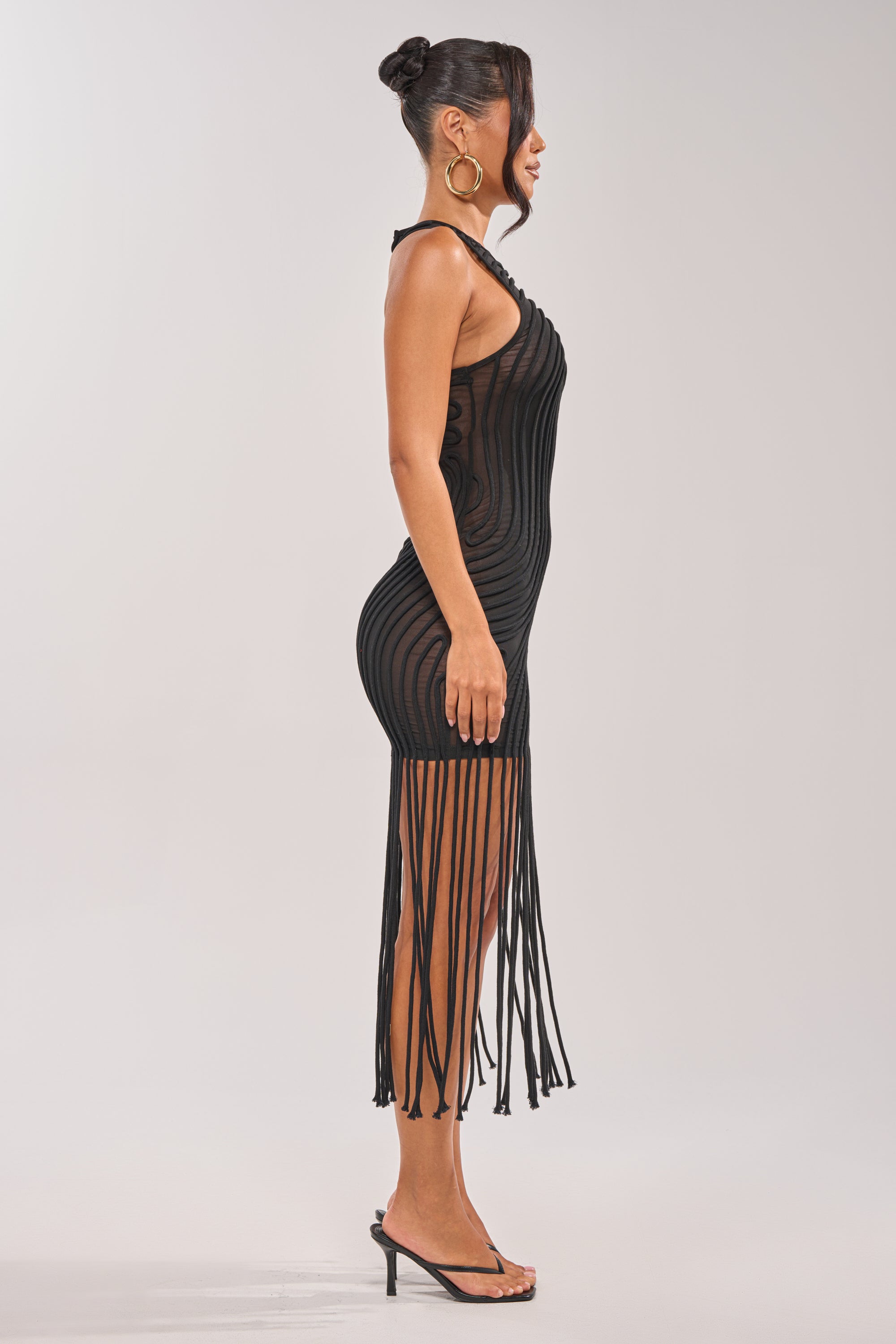 ILLUSIONS SLEEVELESS MINI DRESS IN BLACK