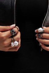 CHROME CRUSH PEARL RING SET
