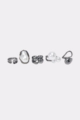 CHROME CRUSH PEARL RING SET